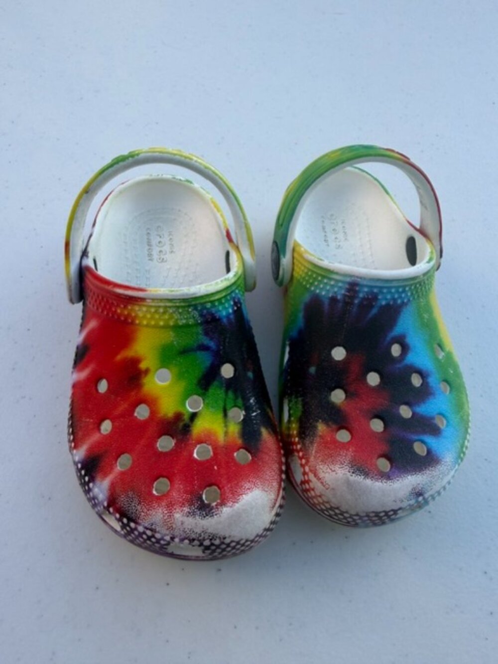 CROCS Kids’ Classic Tie‑Dye Clogs Size Sandals, Comfy Shoes